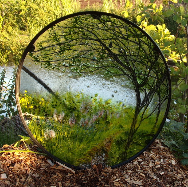 Outdoor Sculpture Manton Towpath-glass framed in metal