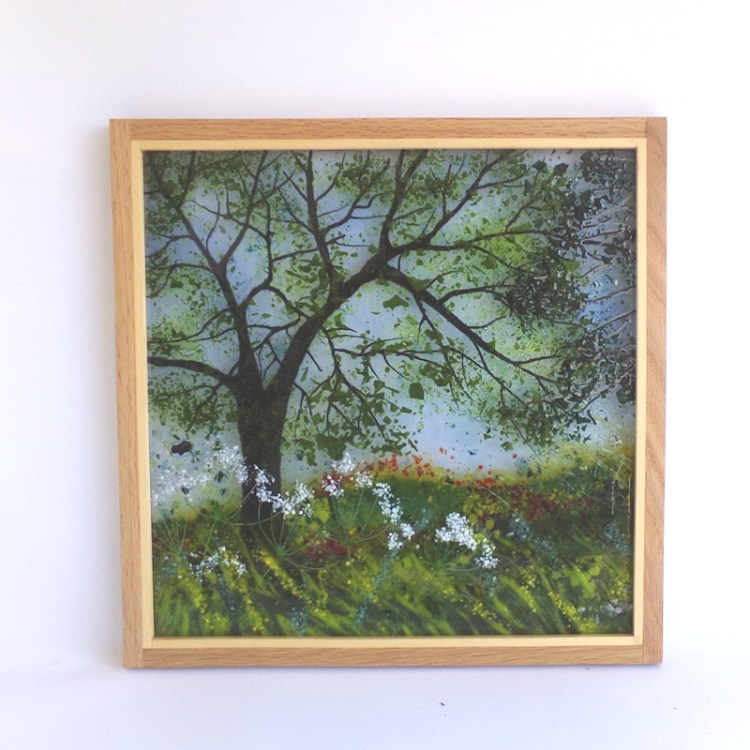 Picture Woodland with Cow Parsley framed in oak