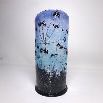 Glass Sculpture-Cow Parsley Silhouetted-Night Sky